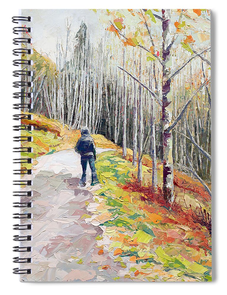 Telluride Spiral Notebook featuring the painting Lone Hiker, 2018 by PJ Kirk