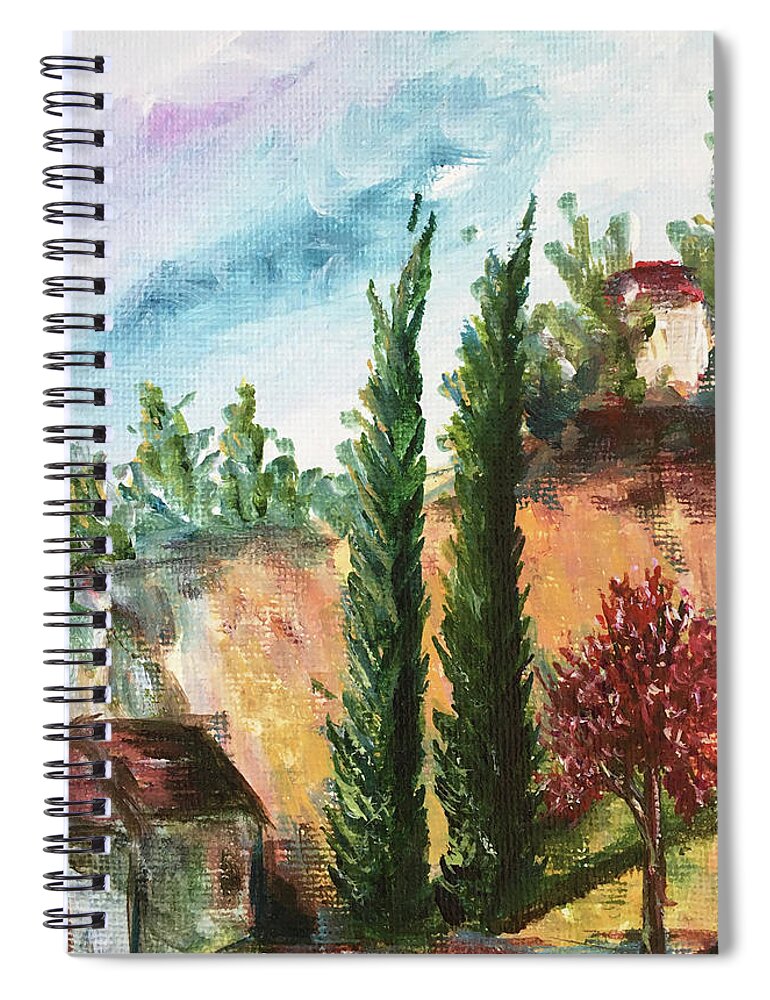 Temecula Spiral Notebook featuring the painting Temecula Cyprus by Roxy Rich