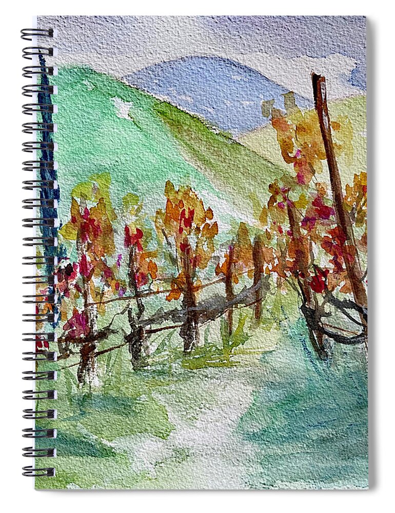 Vineyard Spiral Notebook featuring the painting Temecula Vineyard Landscape by Roxy Rich