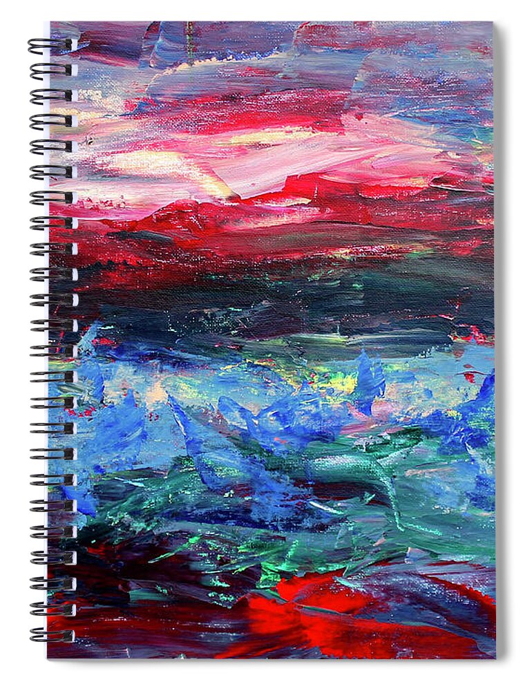 Ocean Spiral Notebook featuring the painting Tempest by Teresa Moerer