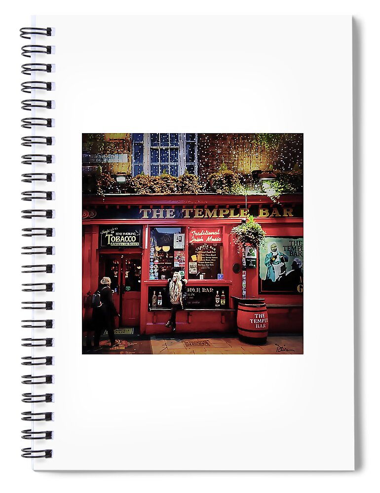 Dublin Spiral Notebook featuring the photograph Temple Bar District in Dublin by Peggy Dietz