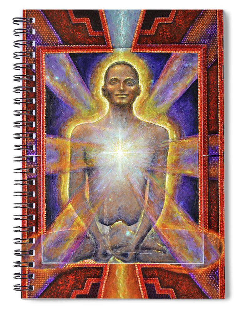 Spiritual Spiral Notebook featuring the painting Temple of the Soul by Kevin Chasing Wolf Hutchins