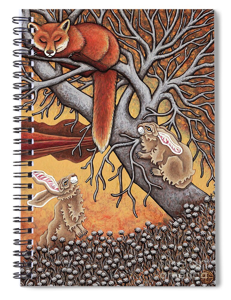 Hare Spiral Notebook featuring the painting Tempting Fate by Amy E Fraser