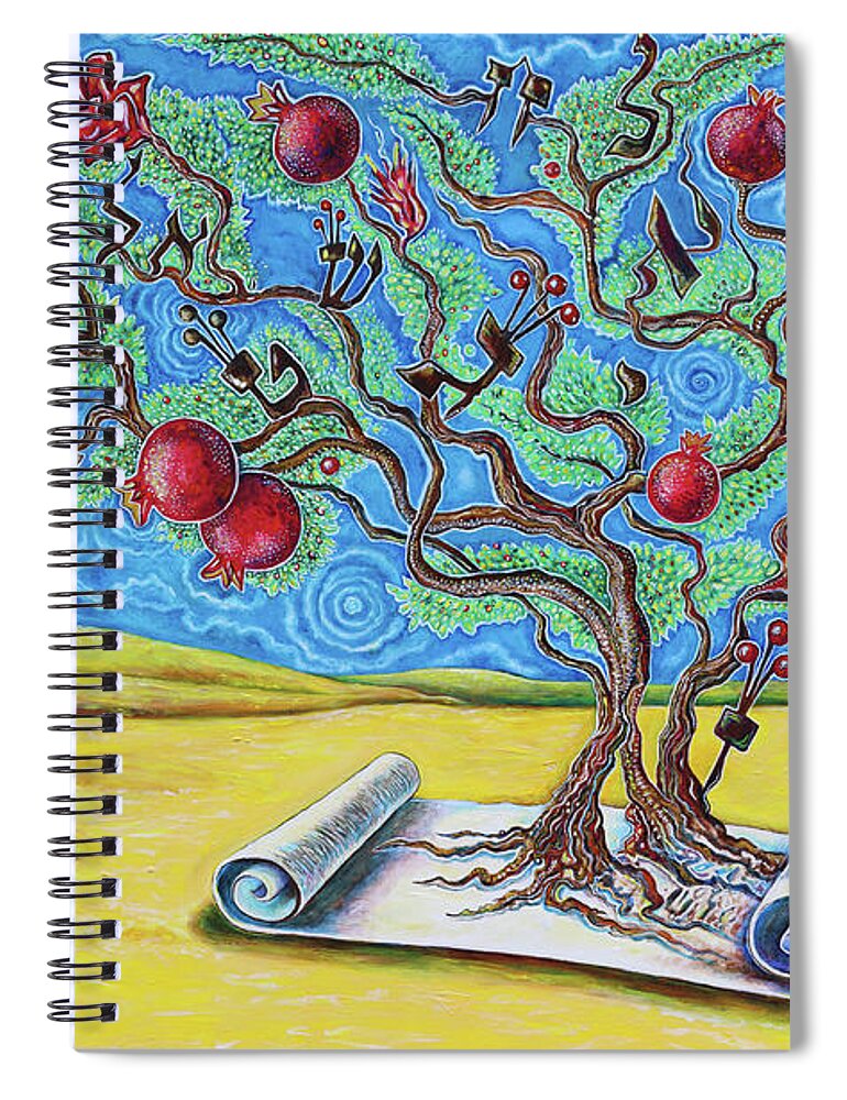 Tree Spiral Notebook featuring the painting Ten Years In Tzfat by Yom Tov Blumenthal