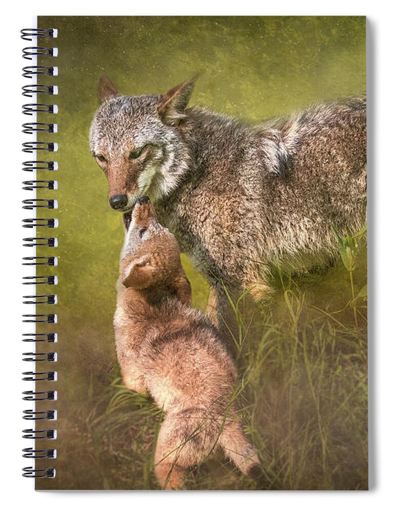 Coyote Spiral Notebook featuring the digital art Tender Moment by Nicole Wilde