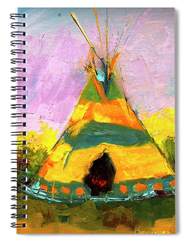 Western Art Spiral Notebook featuring the painting Tequila Tepee by Diane Whitehead