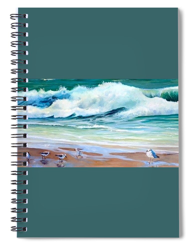 Sand Pipers Spiral Notebook featuring the painting Tern Around by Judy Rixom