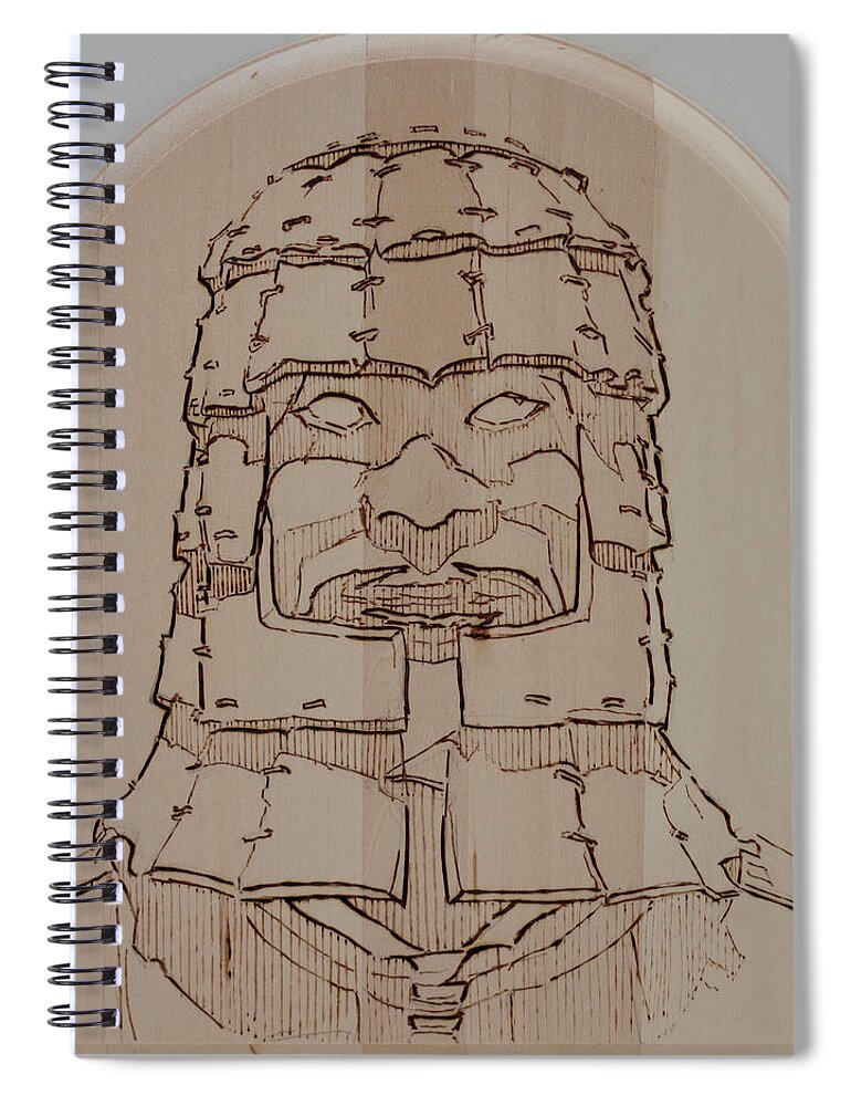 Pyrography Spiral Notebook featuring the pyrography Terracotta Warrior - Unearthed by Sean Connolly