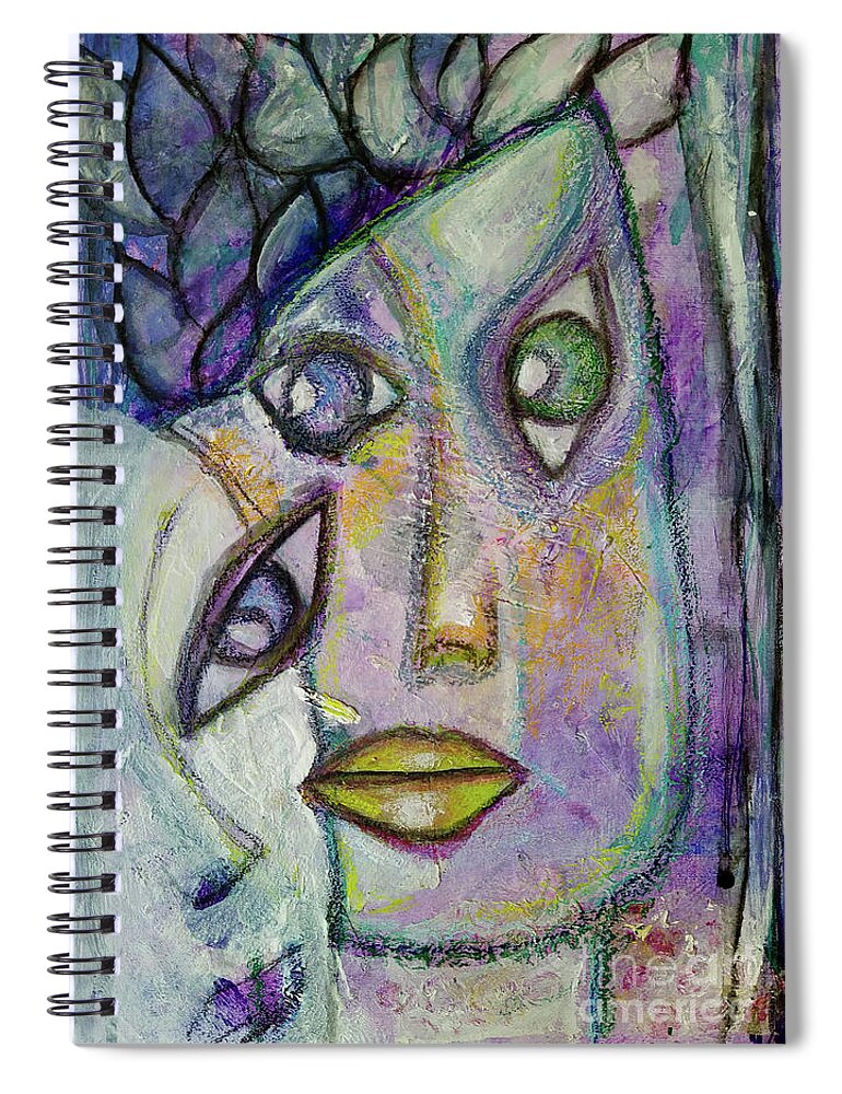 Tete A Tete Spiral Notebook featuring the mixed media Tete a Tete by Mimulux Patricia No