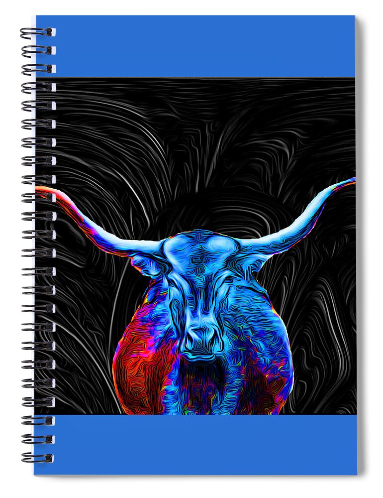 Abstract Spiral Notebook featuring the digital art Texas Longhorn - Abstract by Ronald Mills