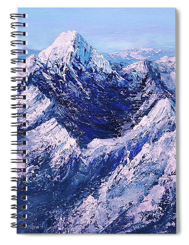 Landscape Spiral Notebook featuring the photograph Textured Mountain Painting for Dad by Yoonhee Ko