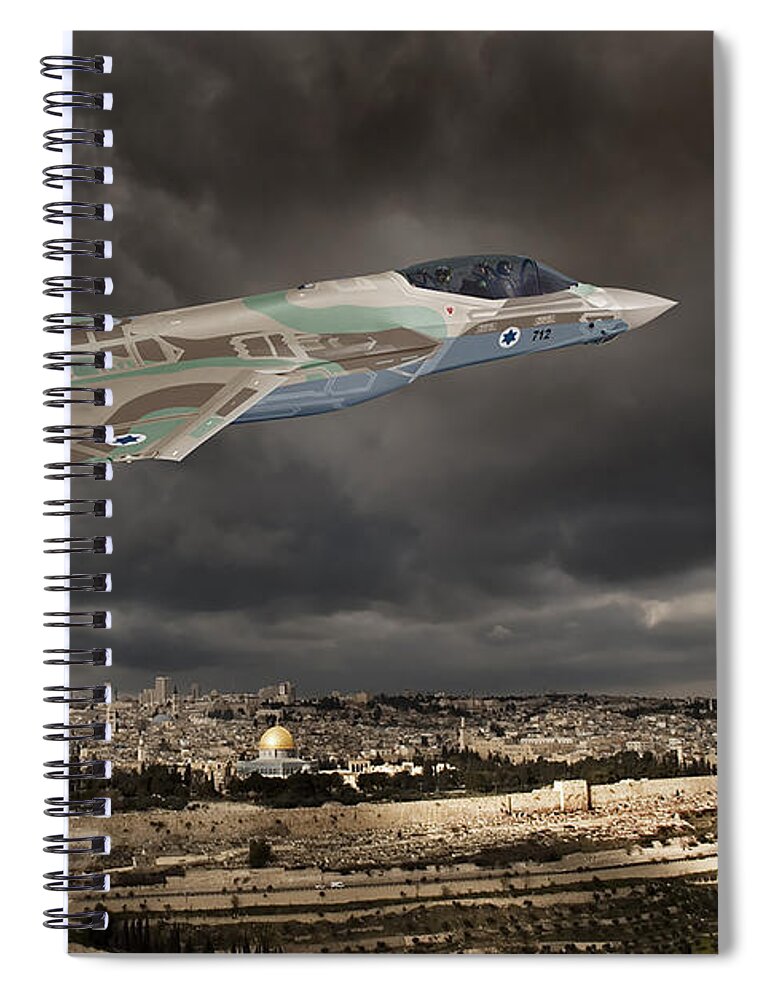 Lightning Spiral Notebook featuring the digital art TF-35I Barak II by Custom Aviation Art