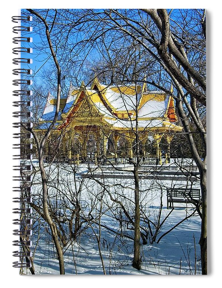Ohlbrich Gardens Spiral Notebook featuring the photograph Thai Pavillon Winter - Madison - Wisconsin by Steven Ralser