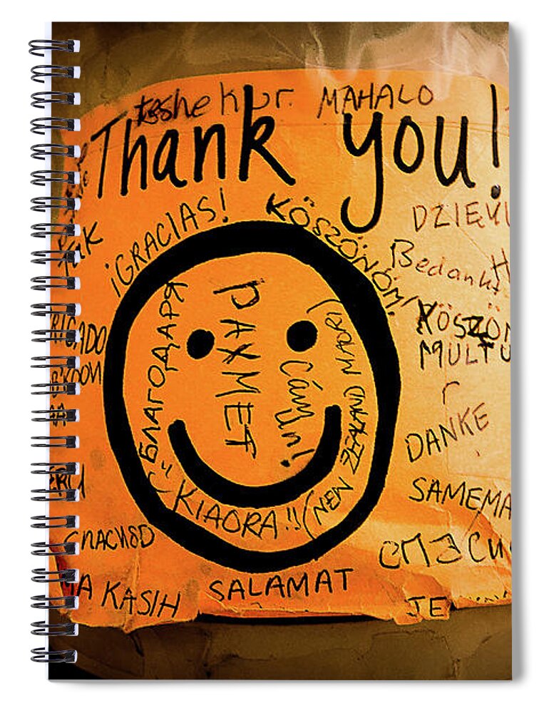 Thank You Tip Jar Spiral Notebook featuring the photograph Thank You Tip Jar by David Morehead