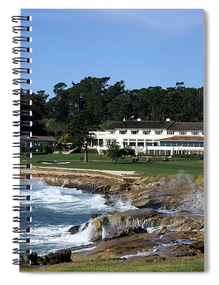 The 18th At Pebble Spiral Notebook featuring the photograph The 18th At Pebble by Barbara Snyder