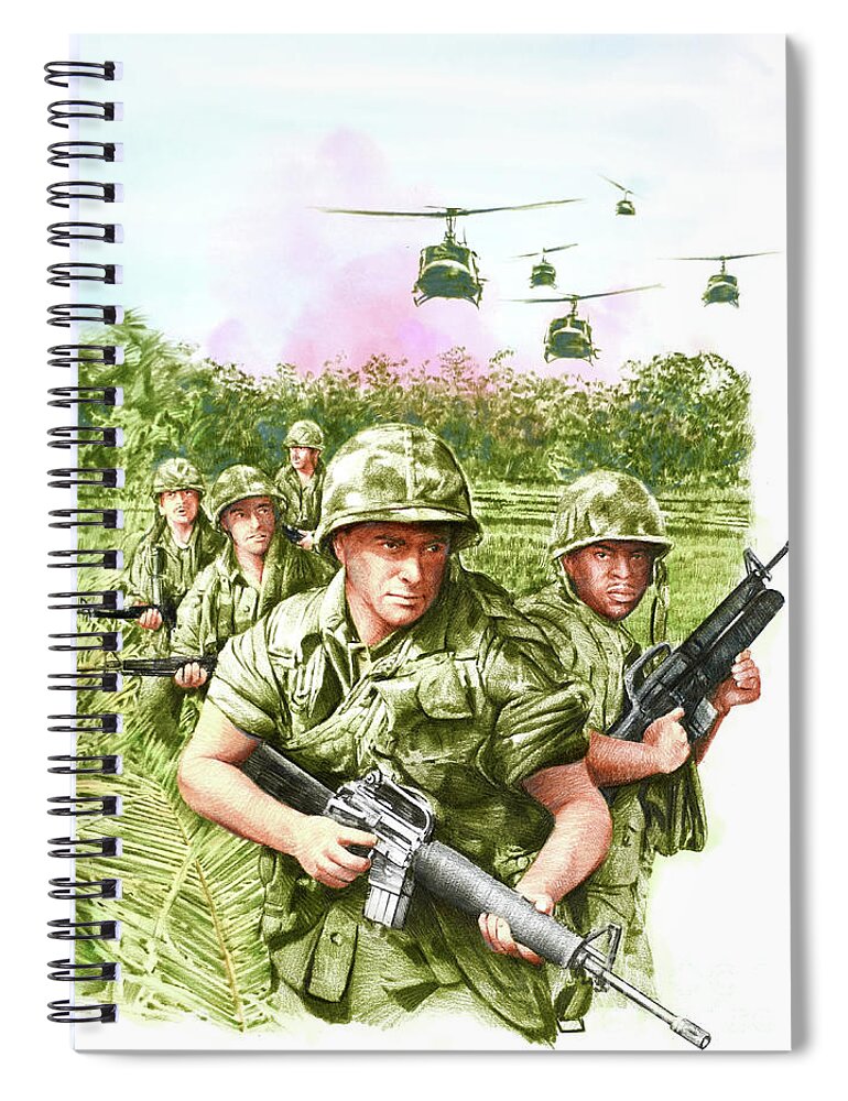 Paul And Chris Calle Spiral Notebook featuring the painting The 1960s - The Vietnam War by Paul and Chris Calle