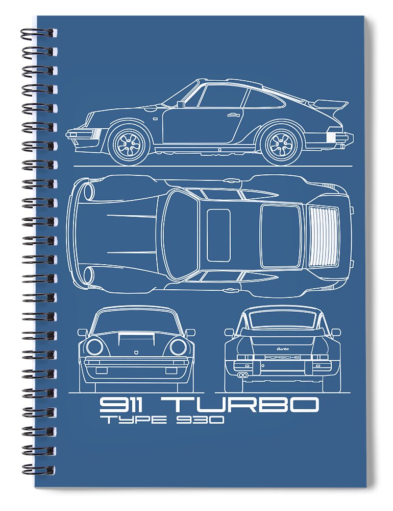 Porsche Spiral Notebook featuring the photograph The 911 Turbo Blueprint by Mark Rogan