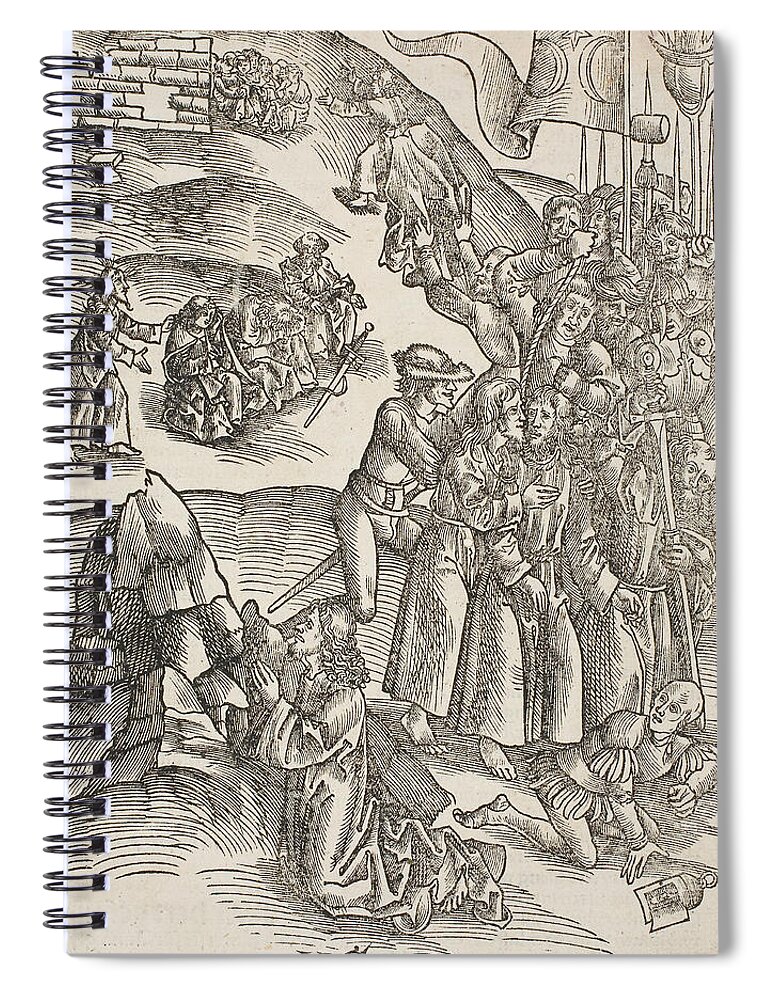 16th Century Artists Spiral Notebook featuring the relief The Agony in the Gardens and Christ's Arrest by Urs Graf the Elder