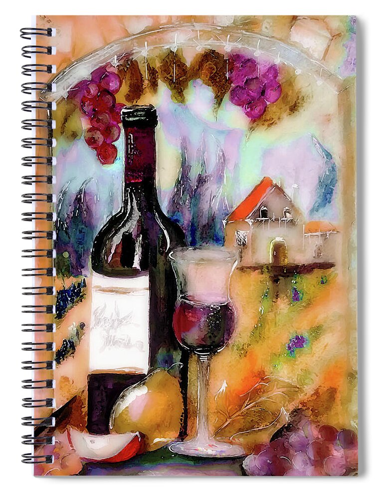 Vineyard Spiral Notebook featuring the painting The Alcove Opening To The Vineyard House by Lisa Kaiser