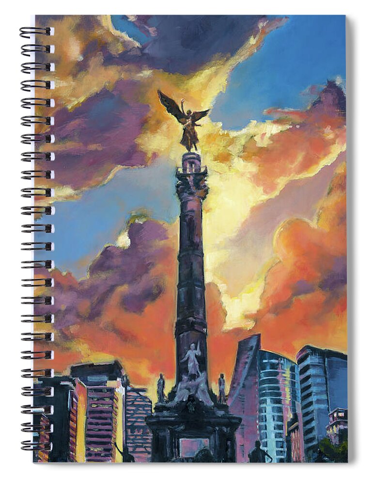 Mexico Spiral Notebook featuring the painting The Angel of Independence by Robert Reeves