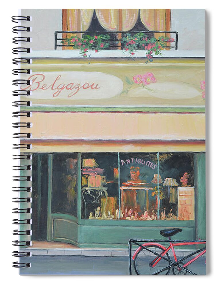France Spiral Notebook featuring the painting The Antique Shop in Rouen, France by Jan Matson