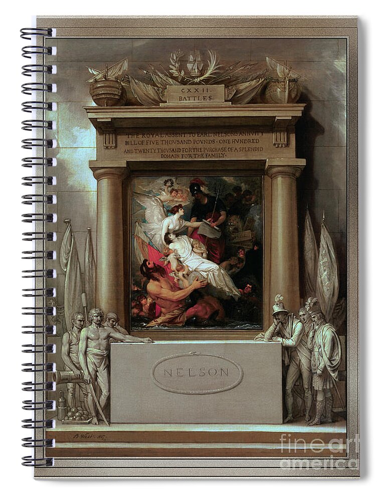 The Apotheosis Of Nelson Spiral Notebook featuring the painting The Apotheosis of Nelson by Benjamin West by Rolando Burbon