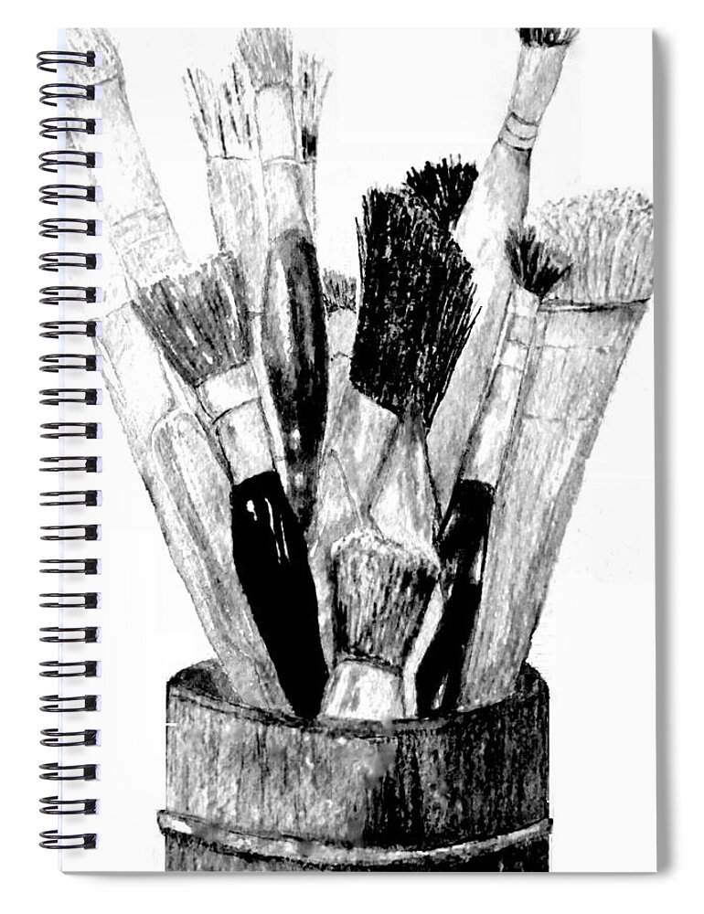Still Life Spiral Notebook featuring the painting The Artists' Friends - b-w by VIVA Anderson