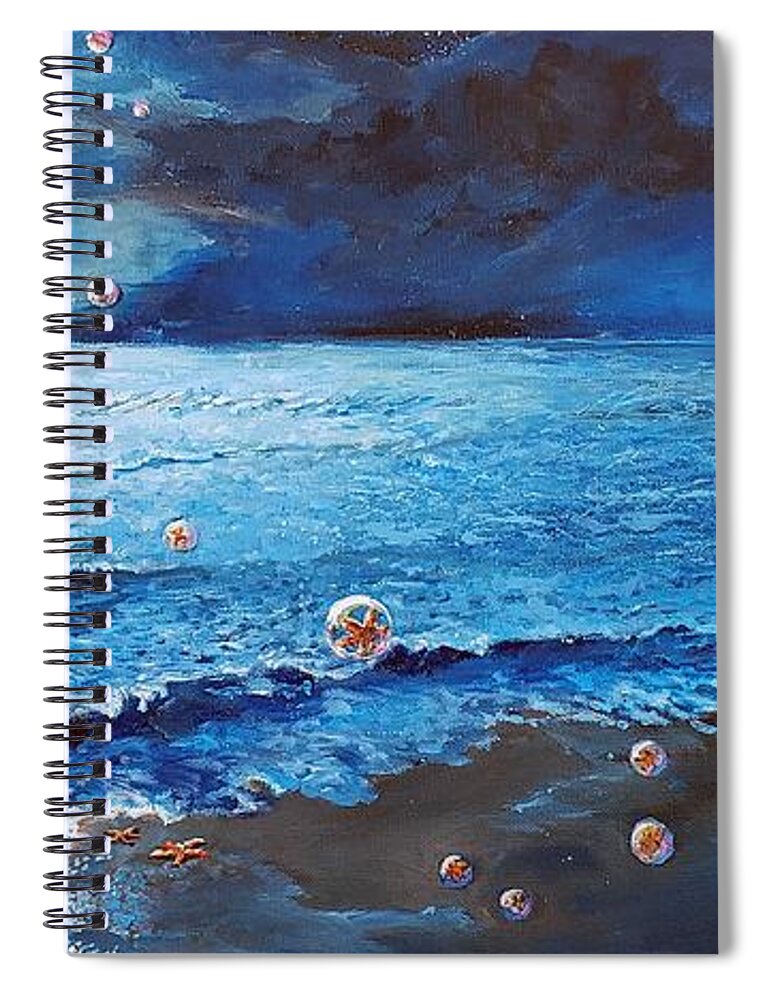 Ocean Spiral Notebook featuring the painting The Ascension of the Sea Stars by Merana Cadorette