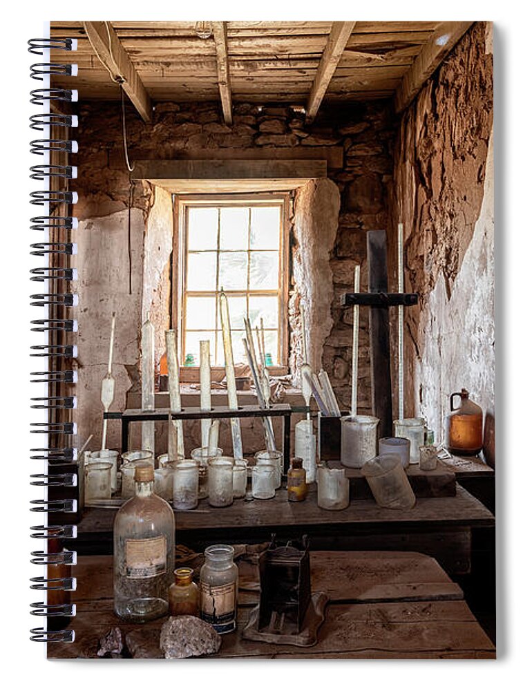 Architecture Spiral Notebook featuring the photograph The Assay Room by Sandra Bronstein