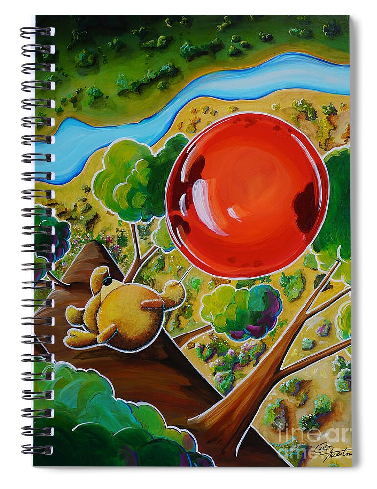 Winnie The Pooh Spiral Notebook featuring the painting The Balloon Ride by Cindy Thornton
