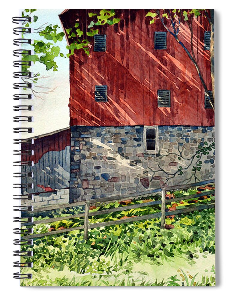 Barn Spiral Notebook featuring the painting The Barn on Glissan's by Mick Williams