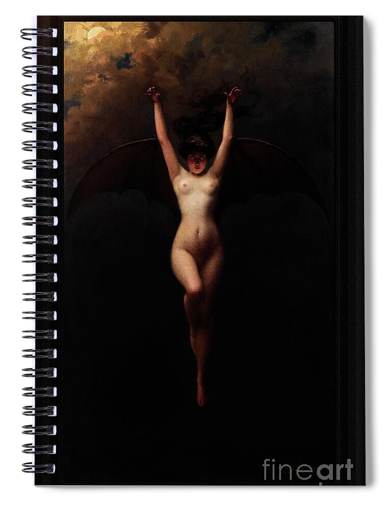La Femme Chauve-souris Spiral Notebook featuring the painting The Bat Woman by Albert Joseph Penot Old Masters Classical Art Reproduction by Rolando Burbon