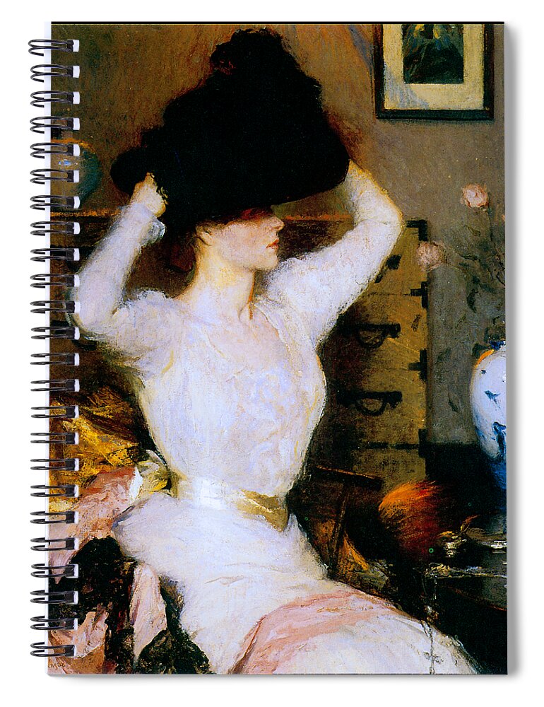 Benson Spiral Notebook featuring the painting The Black Hat 1904 by Frank Benson