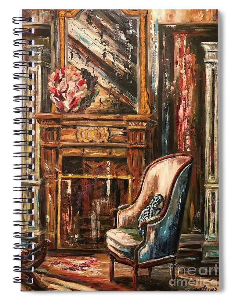 Home Decor Spiral Notebook featuring the painting The Blue and White Pillow by Sherrell Rodgers