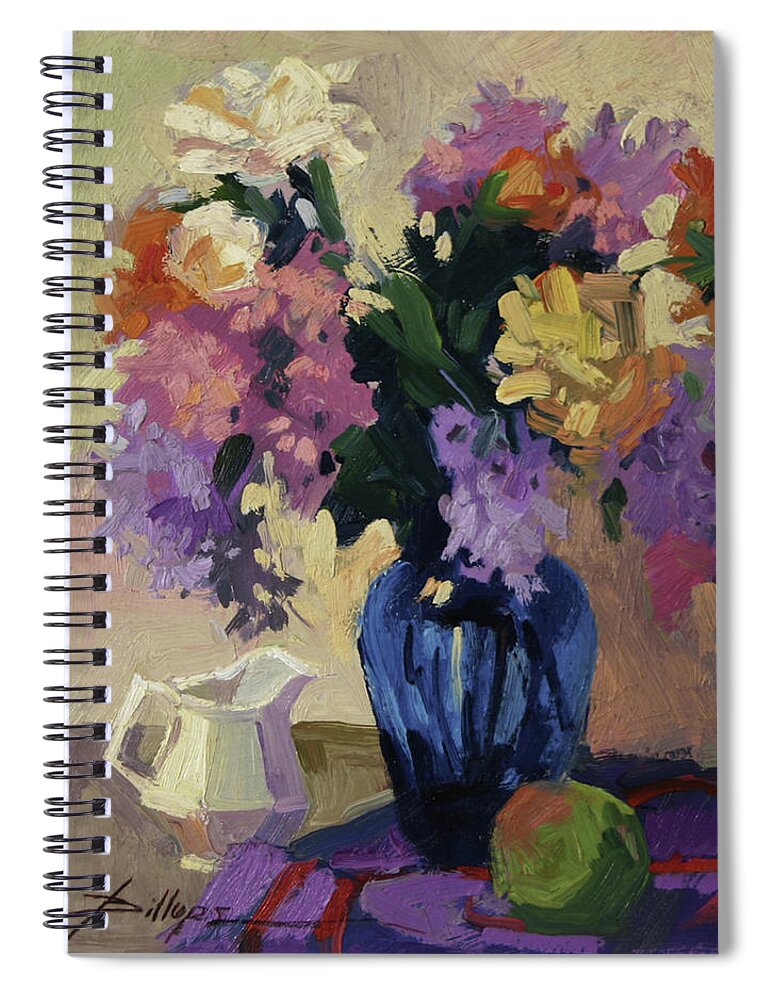 Still Life With Blue Vase Spiral Notebook featuring the painting The Blue Vase by Betty Jean Billups
