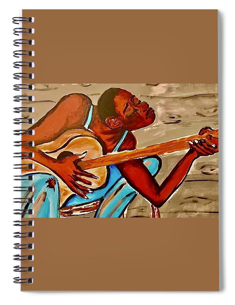  Spiral Notebook featuring the painting The Blues by Angie ONeal