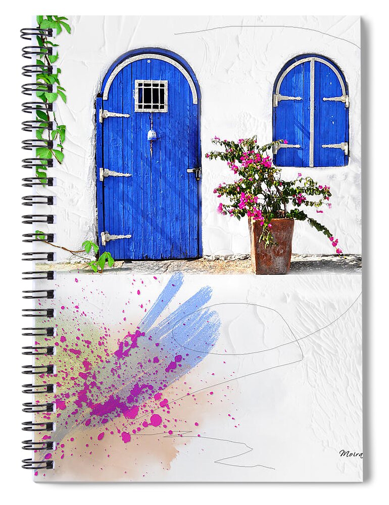 Door Spiral Notebook featuring the mixed media The Blues by Moira Law