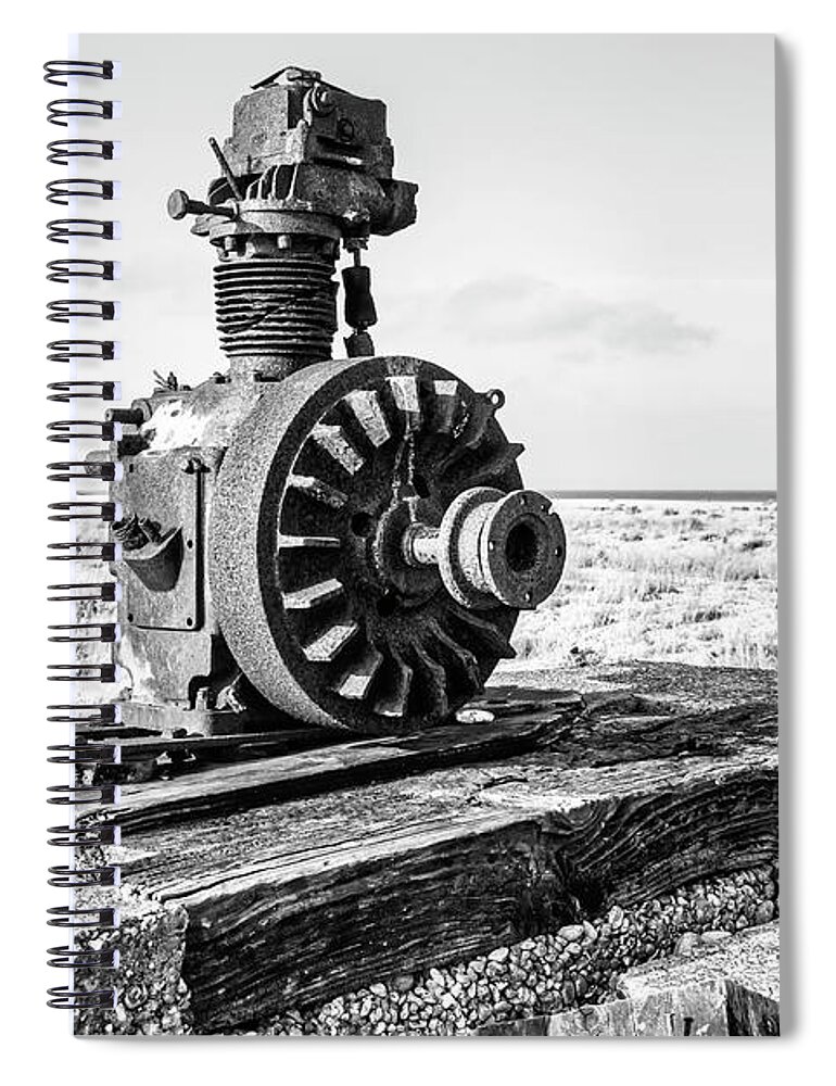 Winch Spiral Notebook featuring the photograph The boat winch mono by Steev Stamford