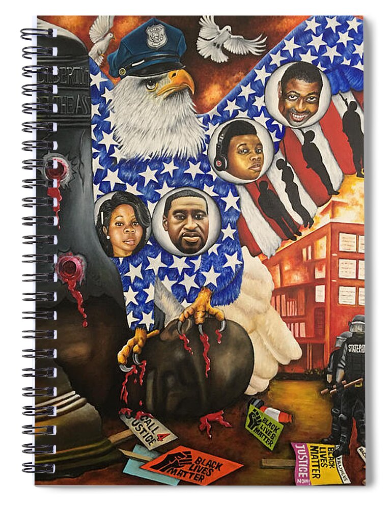 African-americans Spiral Notebook featuring the painting The Broken Liberty by O Yemi Tubi