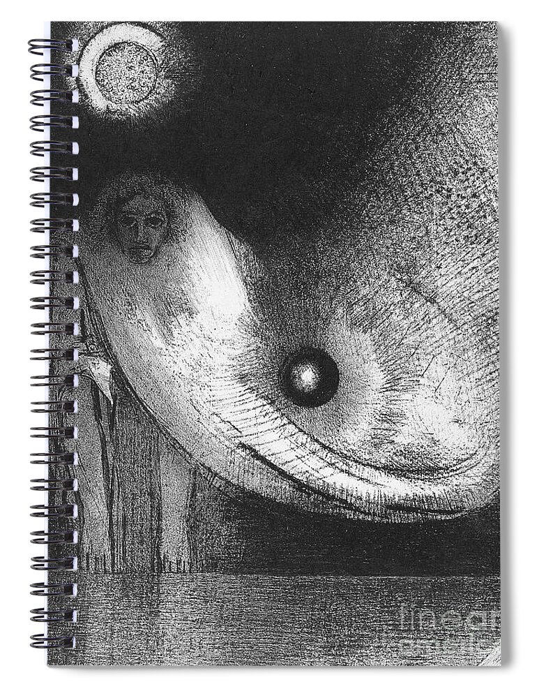 1895 Spiral Notebook featuring the drawing The Buddha, 1895 by Odilon Redon