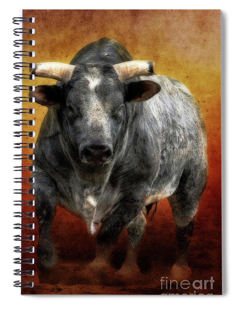 Bull Spiral Notebook featuring the mixed media The Bull by Jim Hatch