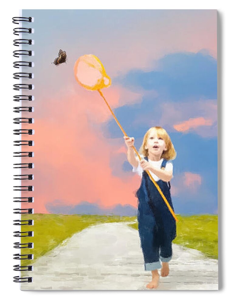  Spiral Notebook featuring the painting The Butterfly Catcher by Gary Arnold