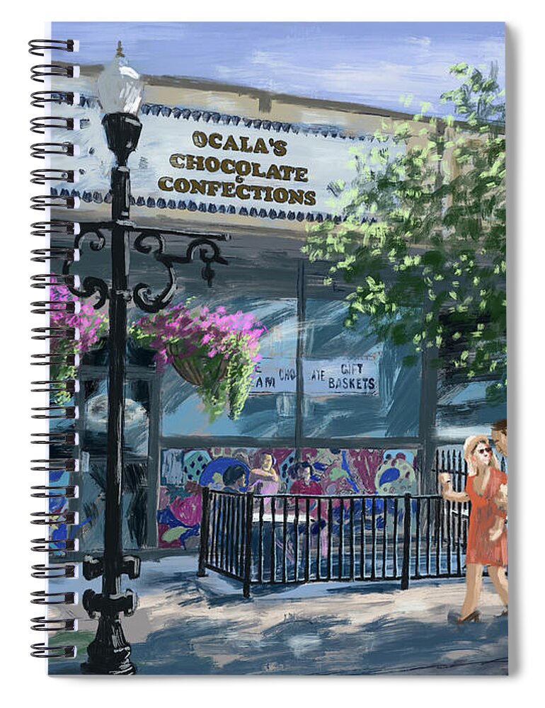 Painting Spiral Notebook featuring the digital art The Chocolate Shop by Larry Whitler