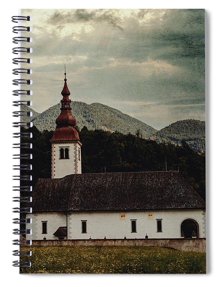 Land Spiral Notebook featuring the photograph The church by Yasmina Baggili
