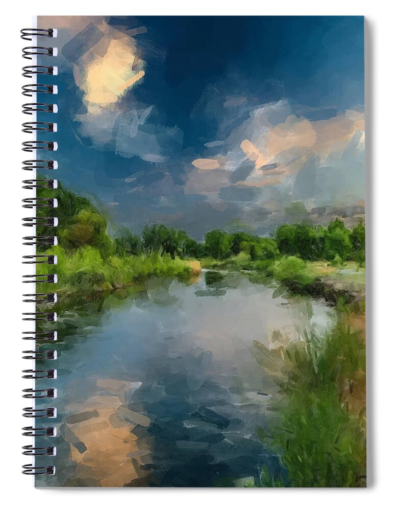 Landscape Spiral Notebook featuring the painting The Clearing Sky by Gary Arnold