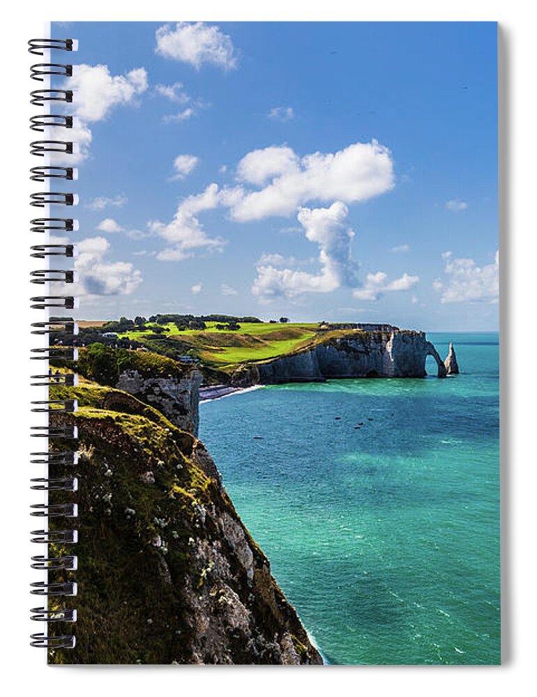 Etretat Spiral Notebook featuring the photograph The cliffs at Etretat by Fabiano Di Paolo
