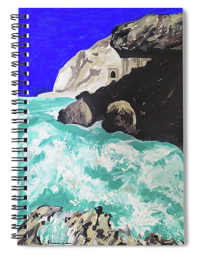 The Cliffs Of Rosh Hanikra Spiral Notebook featuring the painting The Cliffs of Rosh Hanikra by Esther Newman-Cohen