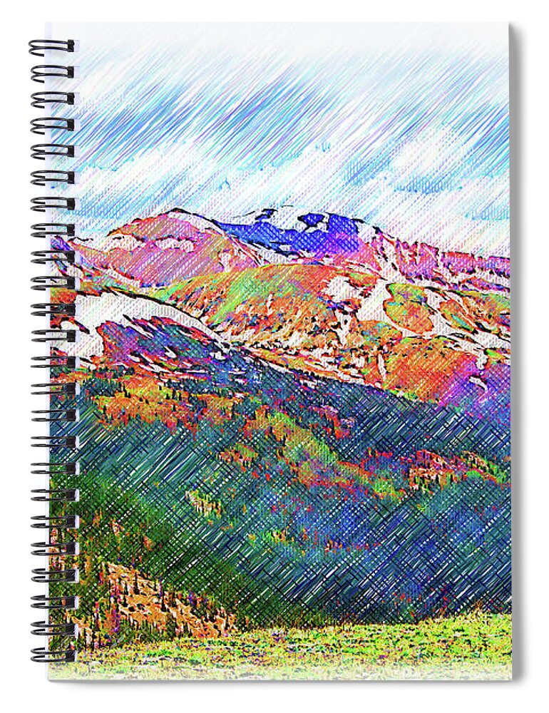 Loveland-pass Spiral Notebook featuring the digital art The Colorado Continental Divide on Loveland Pass by Kirt Tisdale