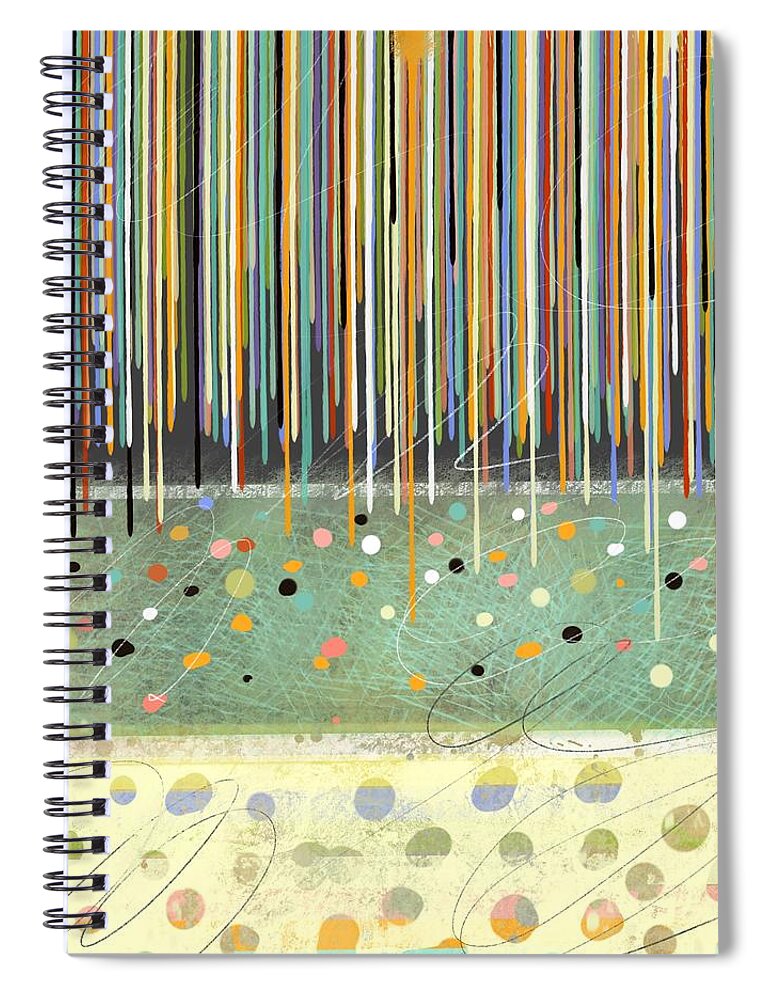 Abstract Spiral Notebook featuring the digital art The Colorful Rain by Steve Hayhurst