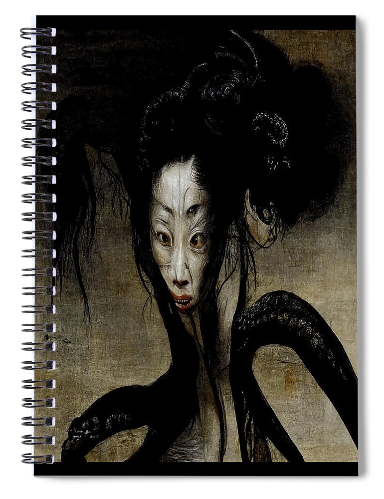 Horror Spiral Notebook featuring the digital art The Constricting Agemaki by Ryan Nieves